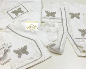 10pcs Newborn Baby Girl Butterfly Outfit - White