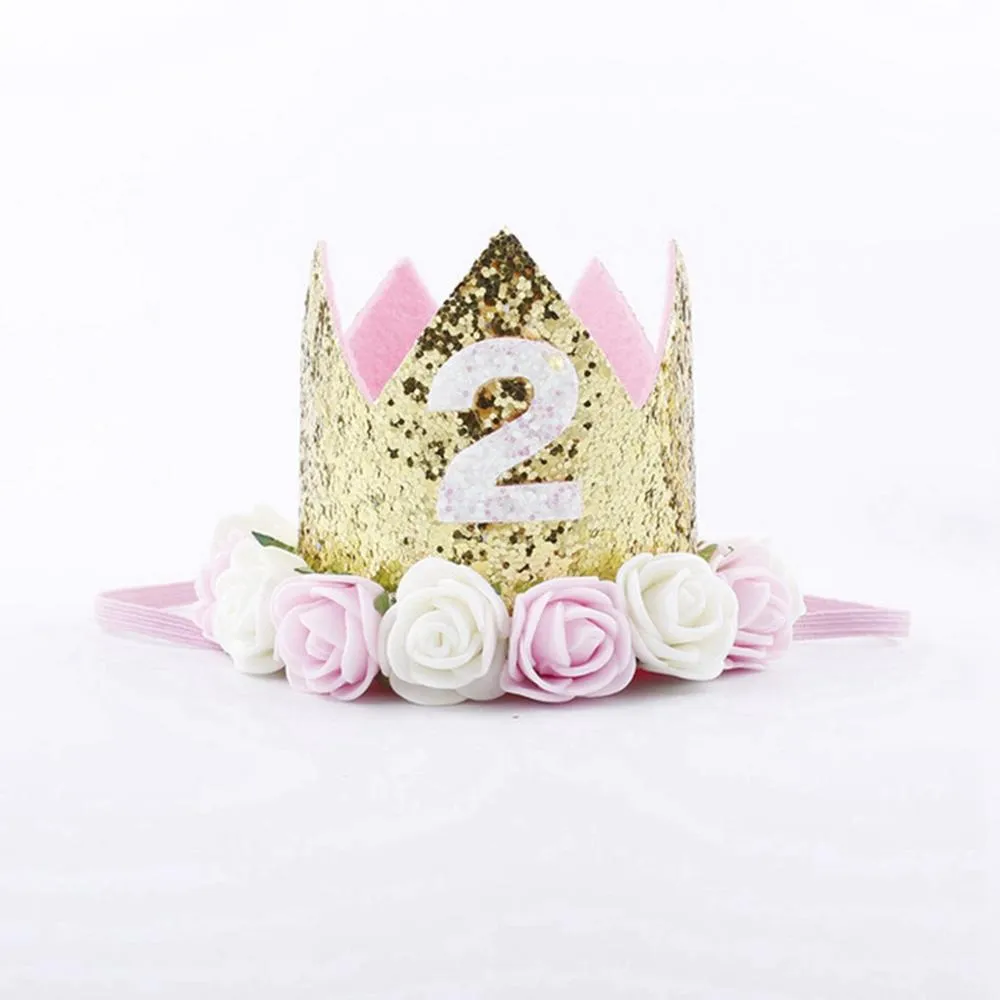 1pc One First Birthday Party Hats 1st 2nd 3rd Crown Birthday Hats Number One Party Decors Kids Accessories Newborn Child