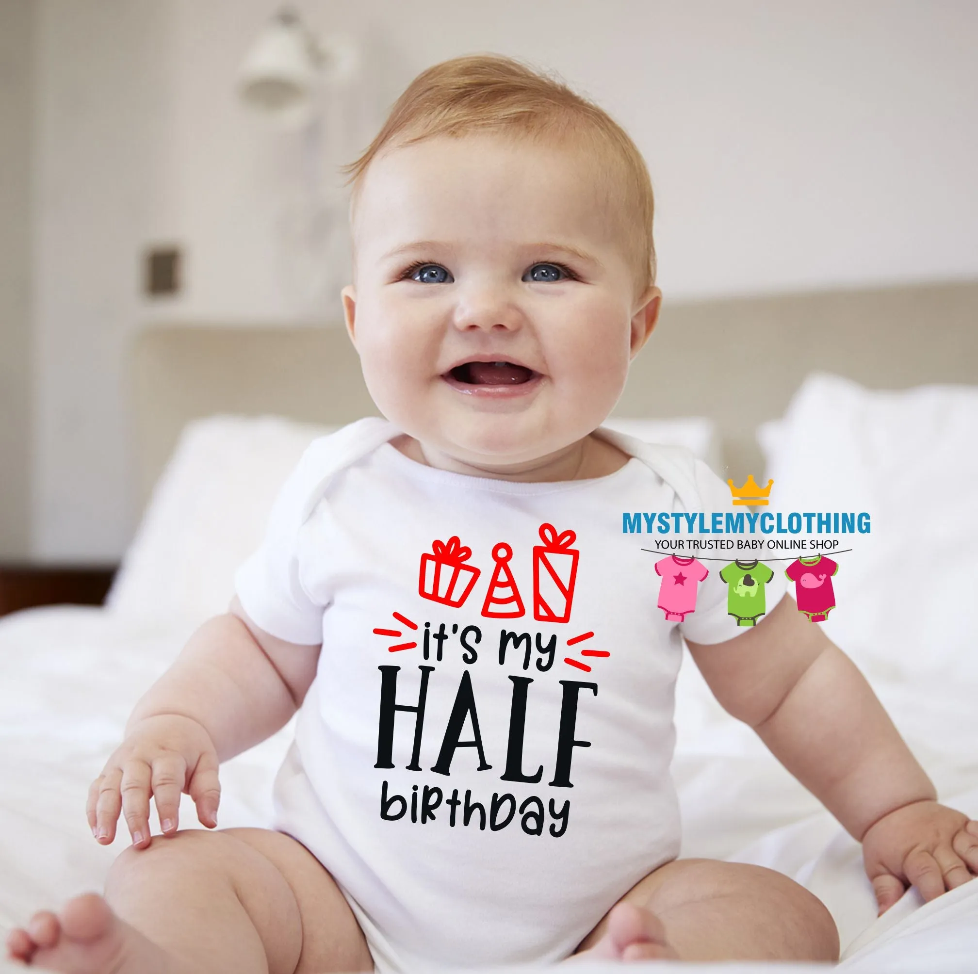 Baby 1/2 Birthday Onesies - Half Way to ONE