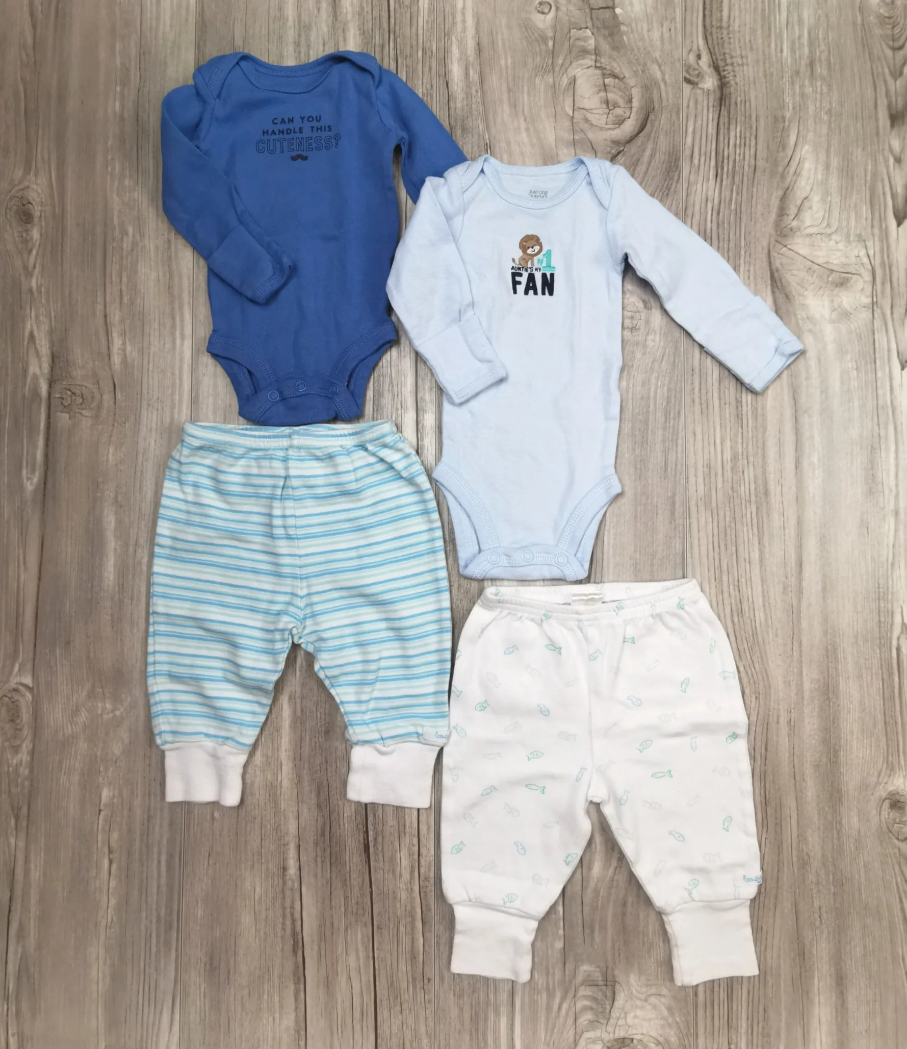 BABY BOY SIZE 0/3 MONTHS - 4 Piece Mix N Match Fall Outfits EUC B7