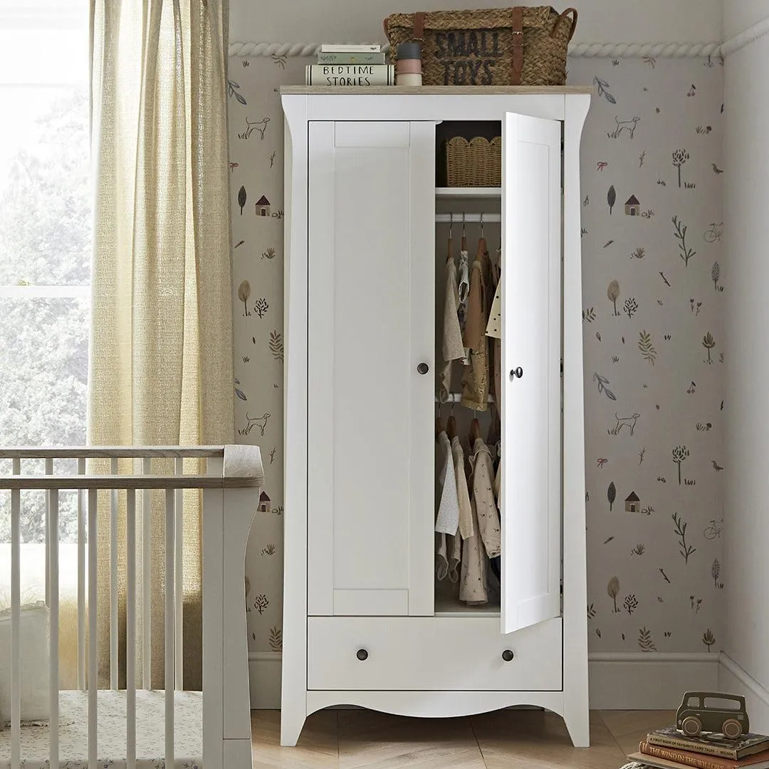 CuddleCo Clara 2-Door Double Wardrobe   - White/Ash