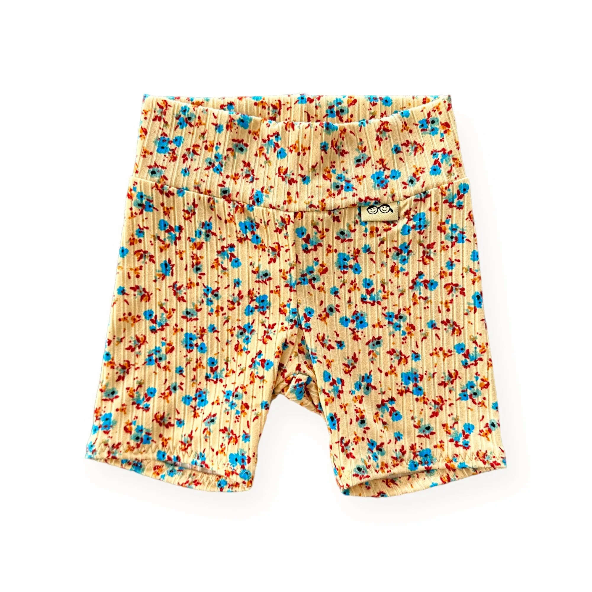 Dainty Floral on Yellow Ribbed Biker Shorts Lounge Set