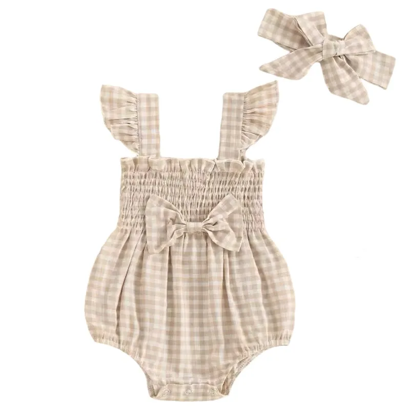 Gingham Flutter Romper Set