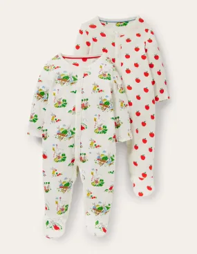 GOTS Organic 2 Pack Sleepsuit-Ivory Daydreaming Bunny