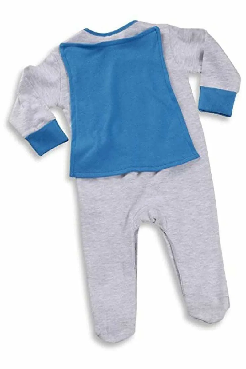 Grey Super Hero Plus Detachable Cape Romper