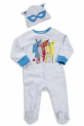 Grey Super Hero Plus Detachable Cape Romper