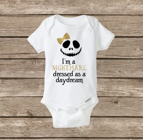 I'm a Nightmare Dressed as a Daydream Baby Girl Onesie, Halloween