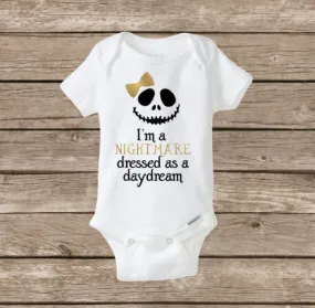 I'm a Nightmare Dressed as a Daydream Baby Girl Onesie, Halloween