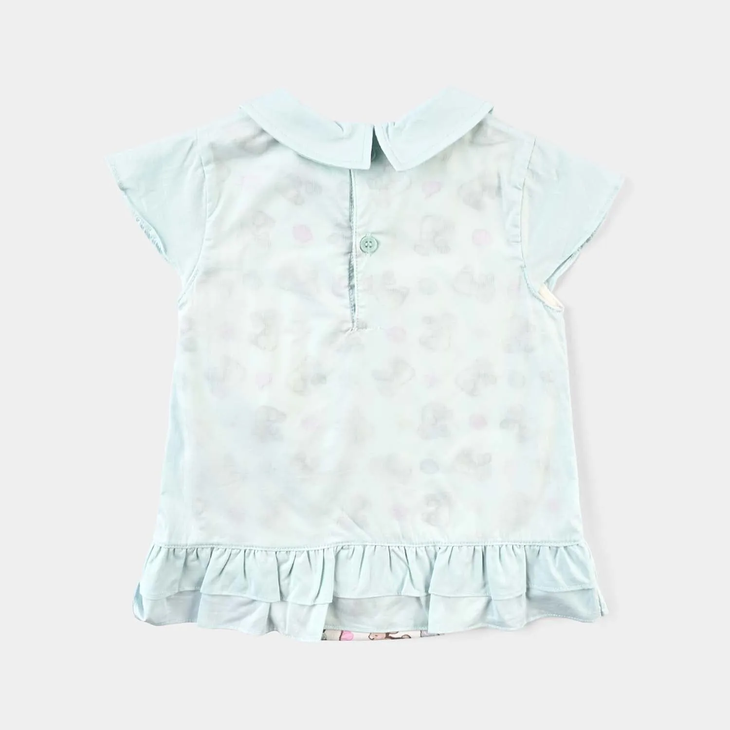 Infant Girls Cotton Interlock Romper-Sea Green