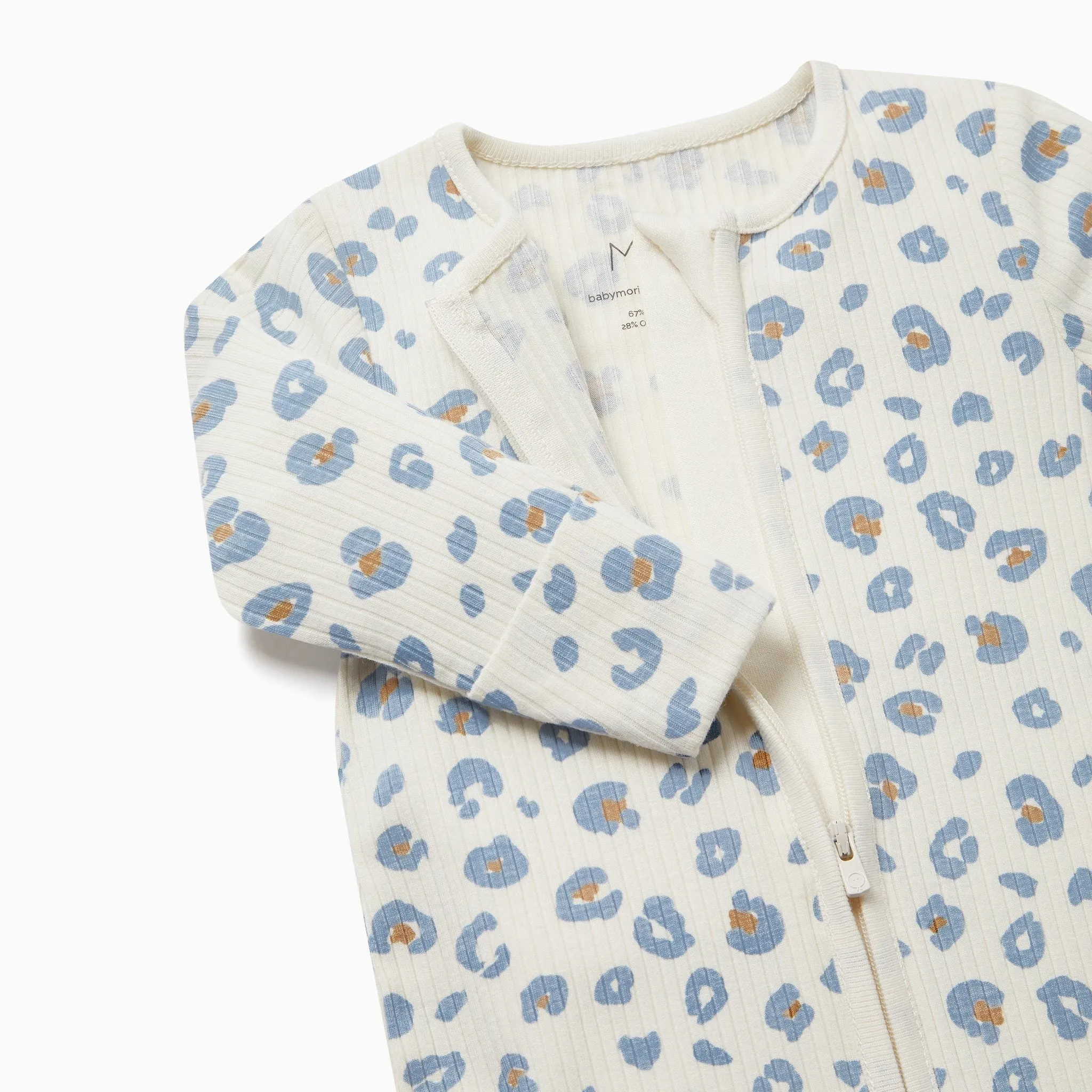 Leopard Ribbed Clever Zip Sleepsuit