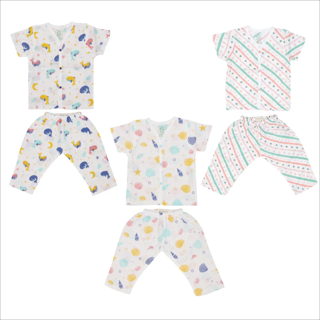 Muslin Sleep Suit for babies and kids (Unisex) Combo 1 - Pack of 3