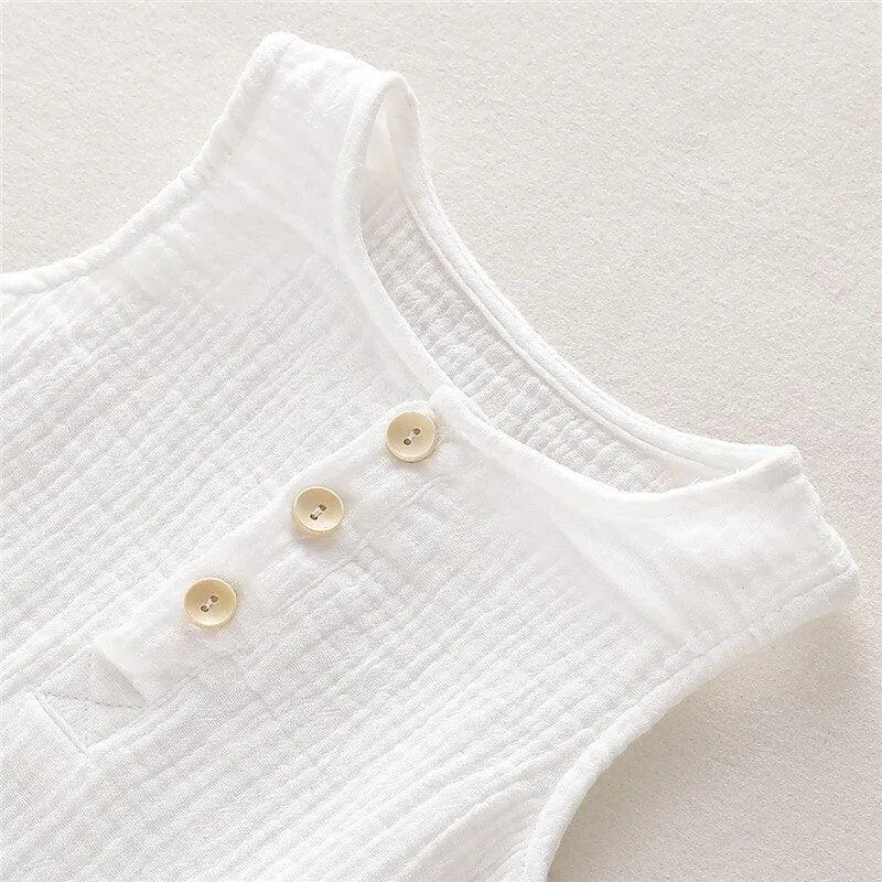 Solid Gauze Cotton Onesie