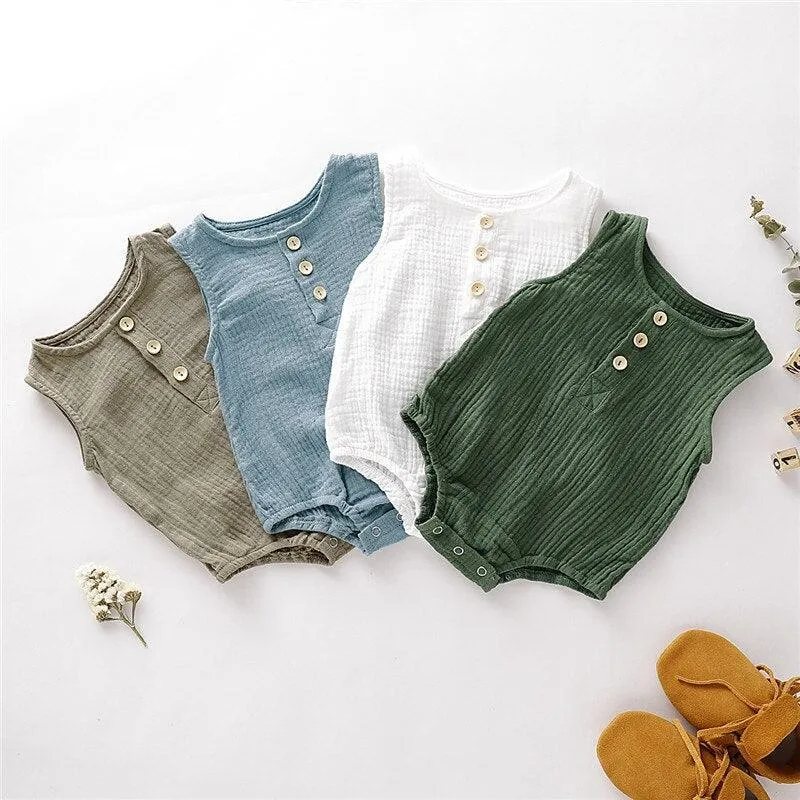 Solid Gauze Cotton Onesie