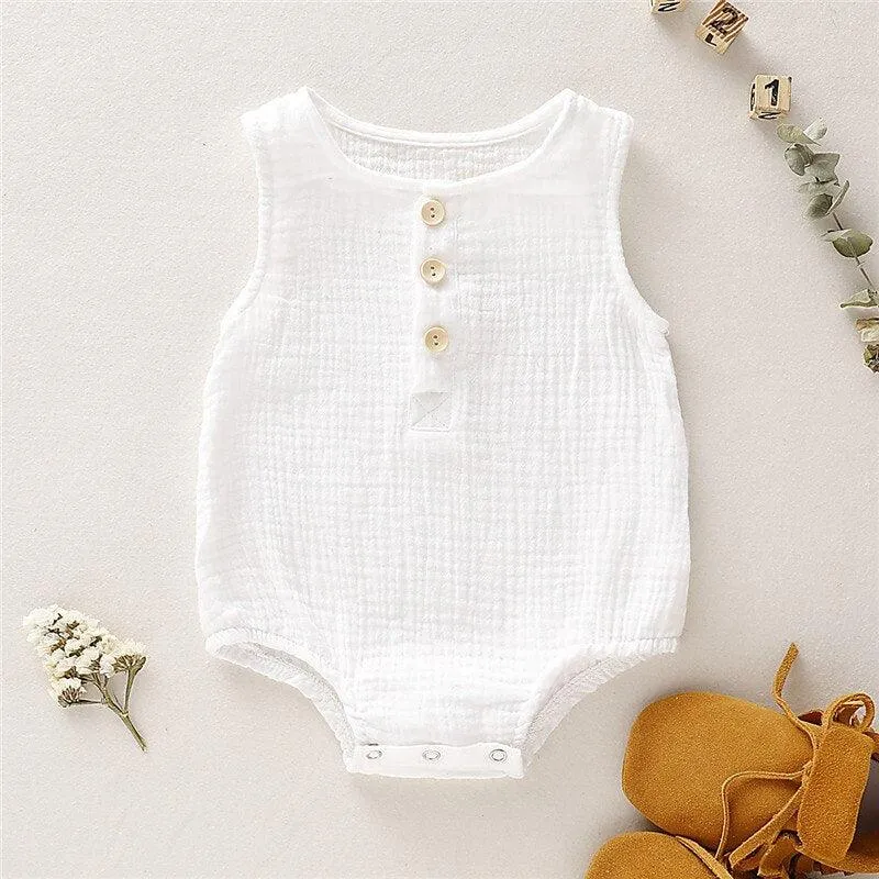 Solid Gauze Cotton Onesie