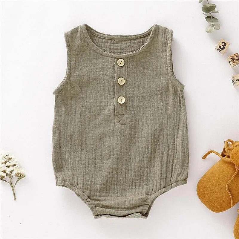 Solid Gauze Cotton Onesie