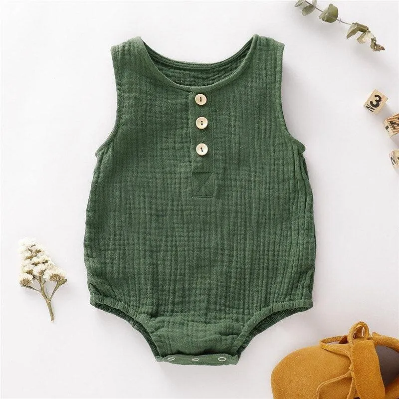 Solid Gauze Cotton Onesie