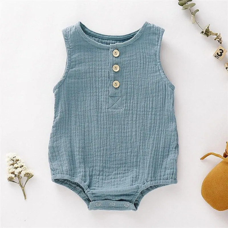 Solid Gauze Cotton Onesie