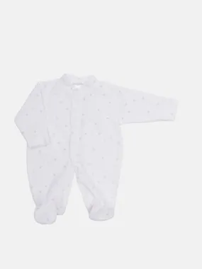 Tiny Baby Unisex Pink Star Sleepsuit - White with pink stars