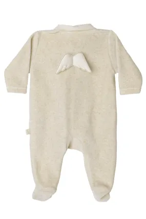 Velour Angel Wing Rounded Collar Sleepsuit