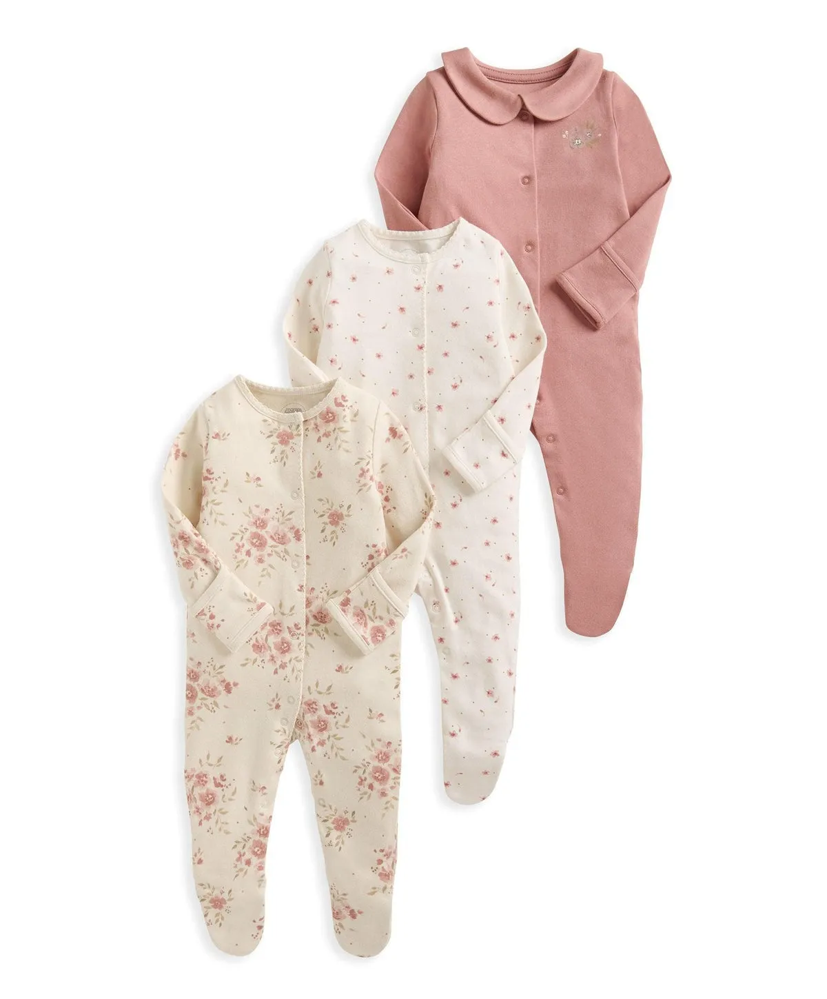 Watercolour Floral Sleepsuits Pack of 3