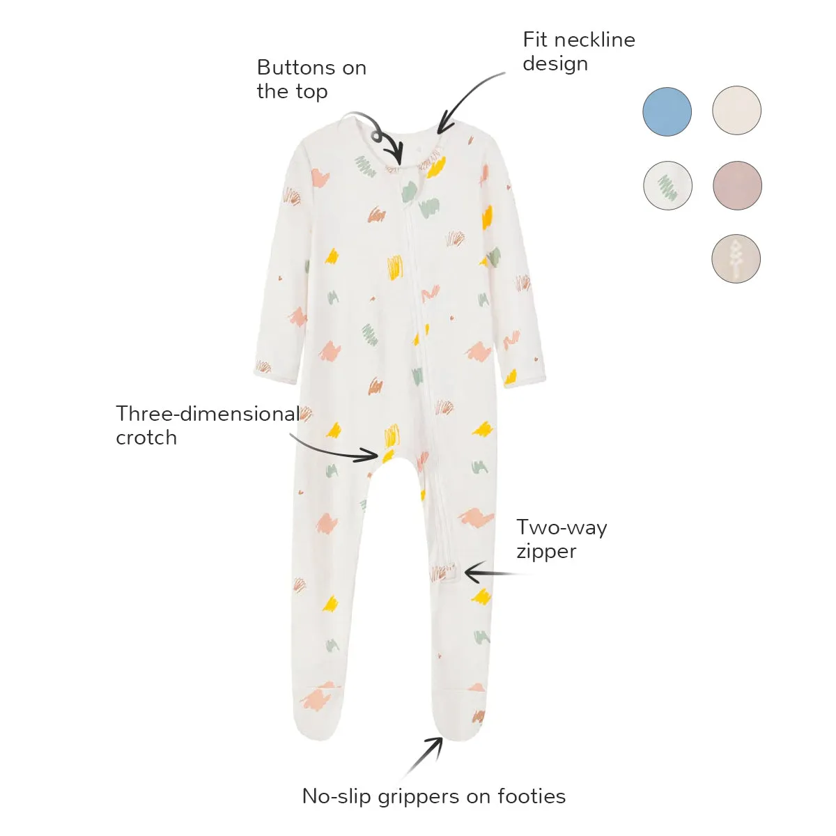Zipper Romper Baby Footie Pajamas - Graffiti